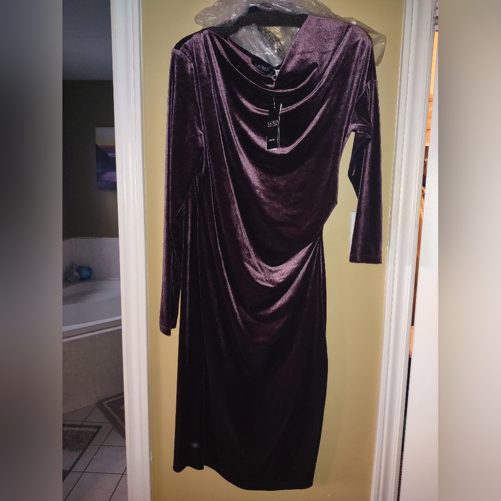 Lauren Ralph Lauren Purple Velvet Dress - Picture 2 of 2